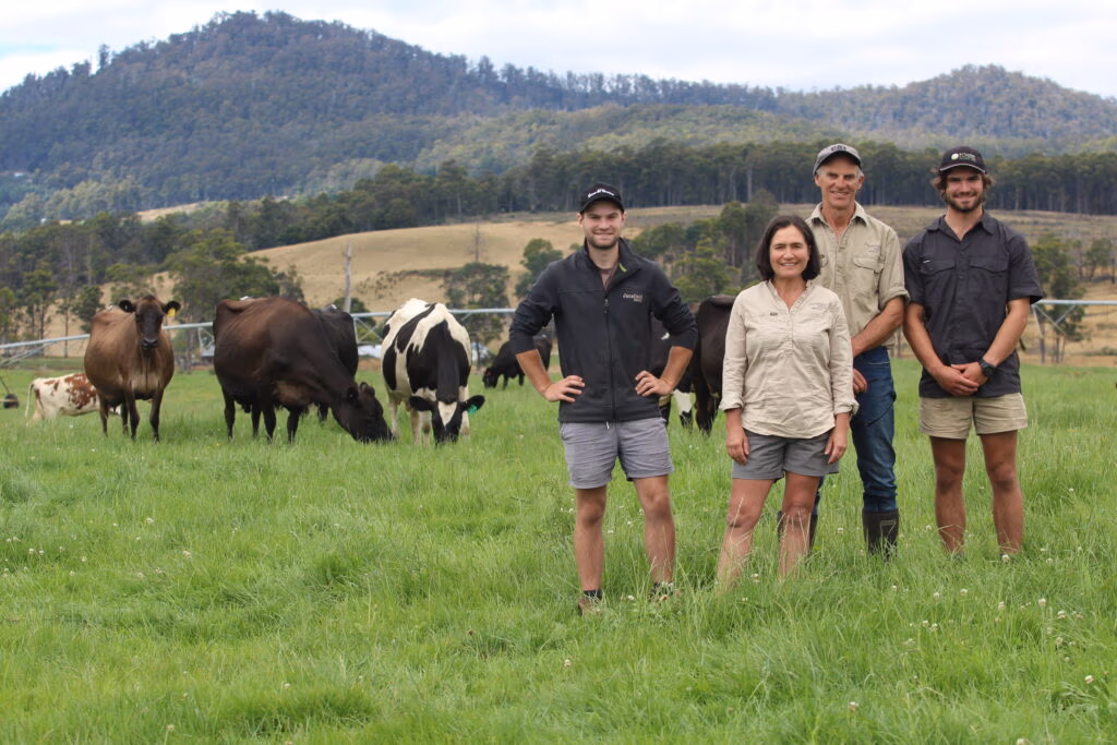 Farmers the Lawrence's use LIC artificial insemination bull Priest Sierra to breed superior dairy cows