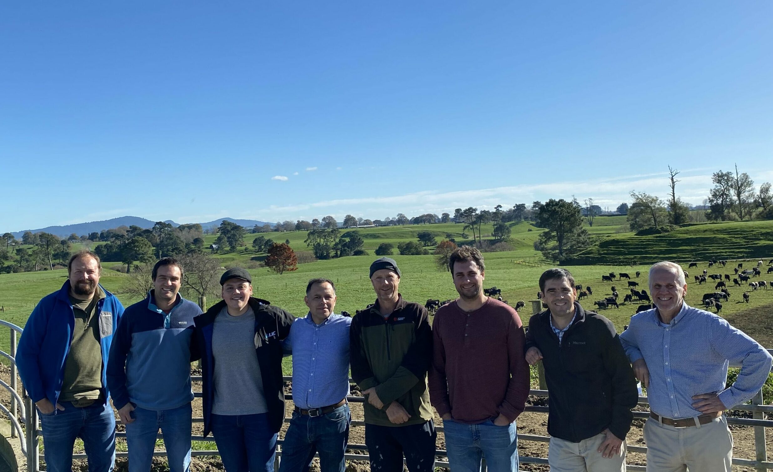 The seven Chilean farmers on a farm in Matamata, Waikato