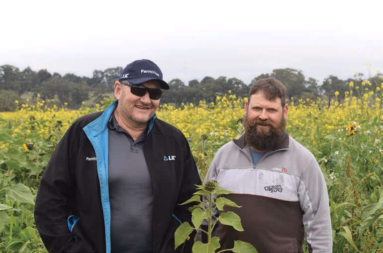 Australian dairy farmer Simon Scott with LIC FarmWise consultant Brent Boyce
