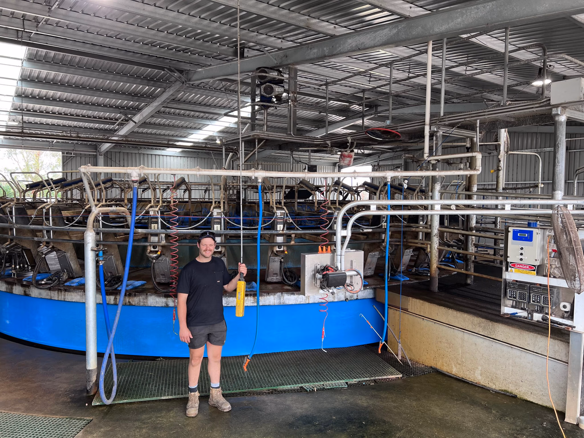 Tom in his more efficient 40-bail rotary, installed in 2022